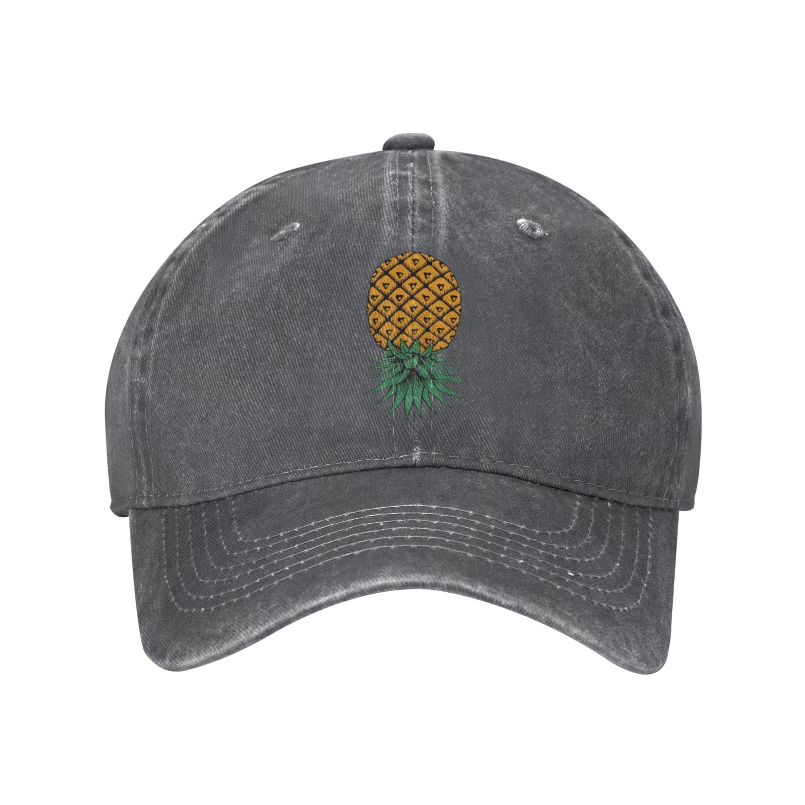 Merahans upside-down-pineapple cap side view highlighting adjustable buckle for a custom fit.
