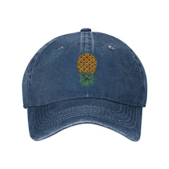 Merahans navy washed denim cap with adjustable buckle for a personalized fit.