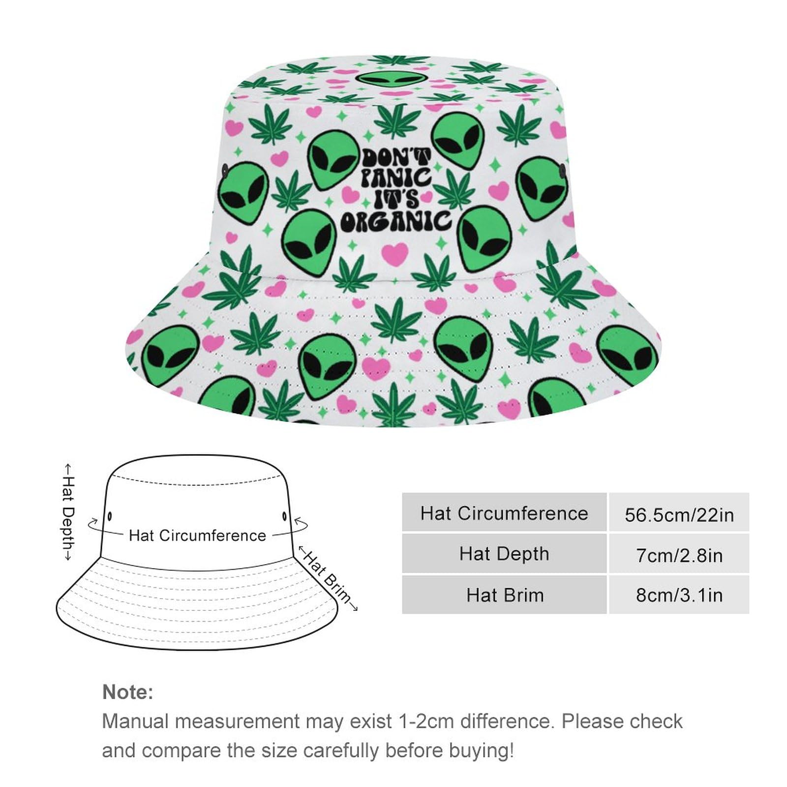 Mercuryelf Weed Alien bucket hat side profile shows travel-ready, packable design.