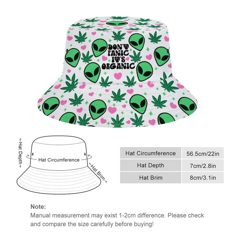Mercuryelf Weed Alien bucket hat side profile shows travel-ready, packable design.