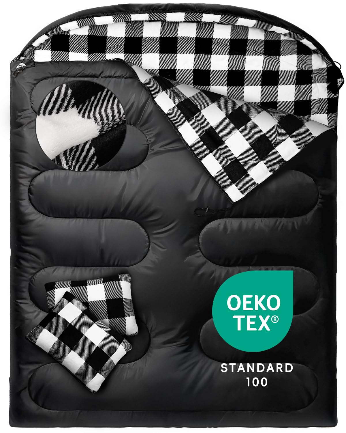 MEREZA flannel sleeping bag close-up shows soft texture for cozy comfort.