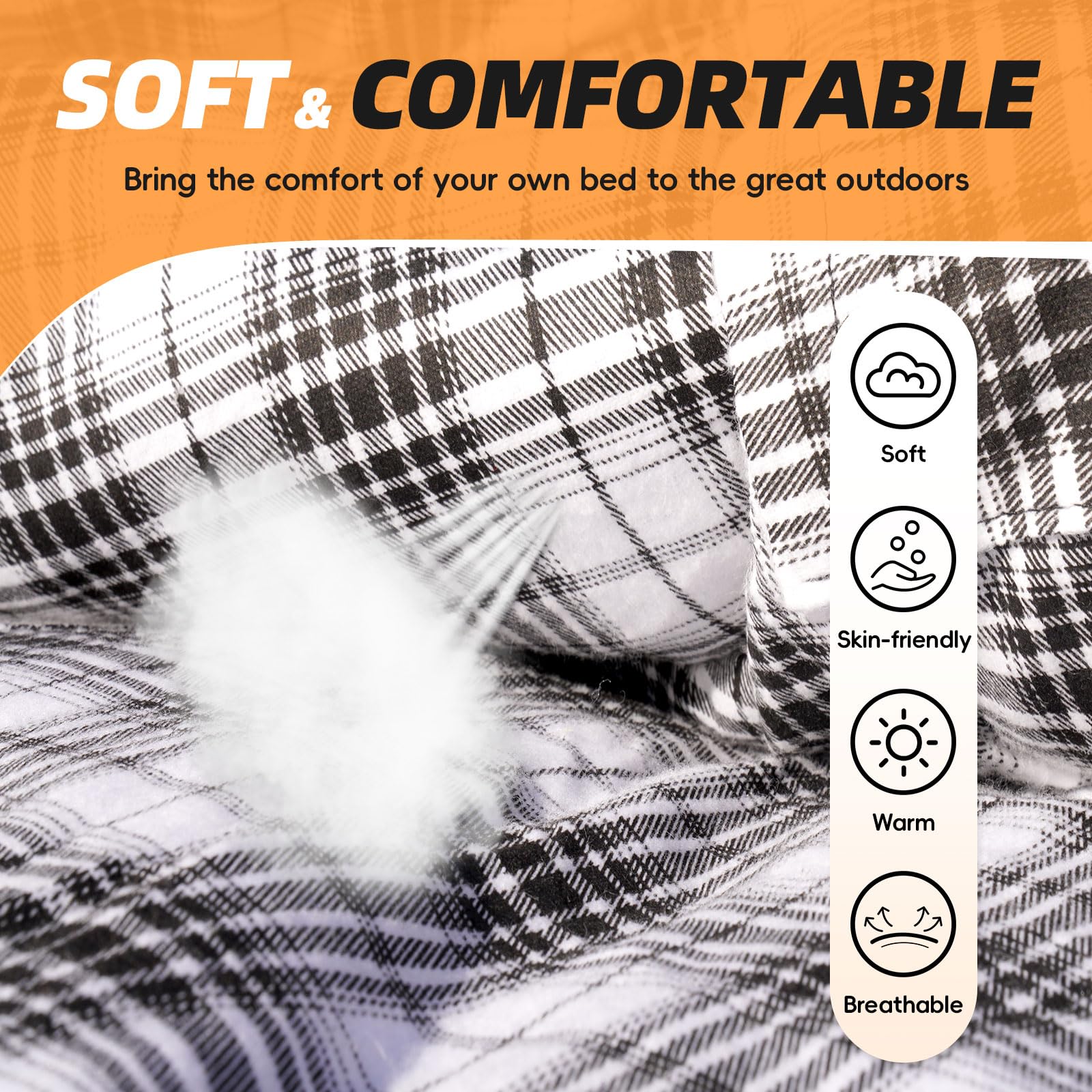 MEREZA Flannel Sleeping Bag XL waterproof-shell protects against wind and damp.