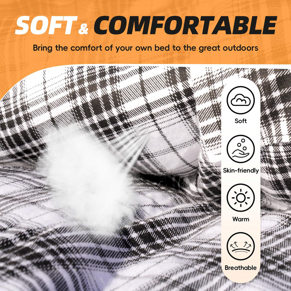 MEREZA Flannel Sleeping Bag XL waterproof-shell protects against wind and damp.