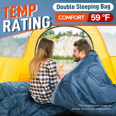 MEREZA two-person sleeping bag with wraparound zipper lets you separate into two bags