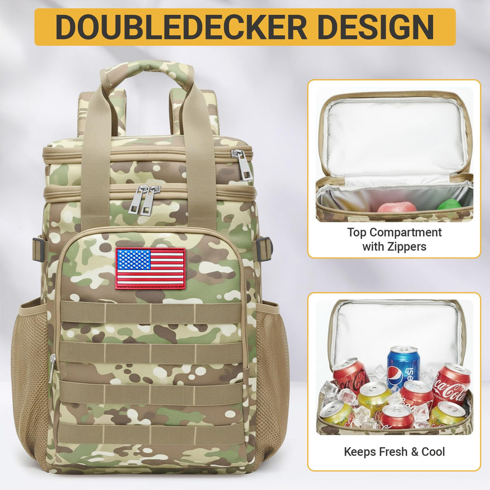 Meridova Tactical Backpack Cooler front pocket for keys and wallet.