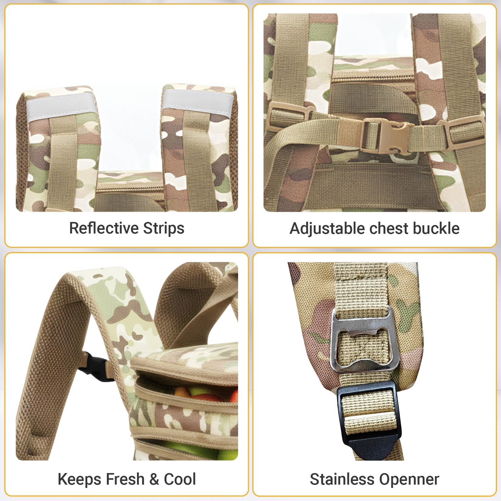 Meridova Tactical Backpack Cooler thick insulation preserves temperature.