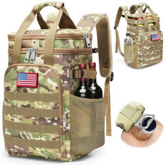 Meridova Tactical Backpack Cooler main compartment stores groceries and drinks on the go.