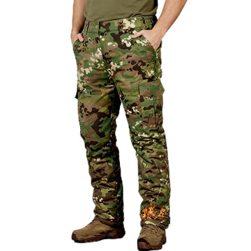 MERJAZ camo tactical pants front view shows waterproof fabric for outdoor hiking