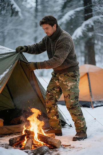 MERJAZ hiking pants in action depict versatile snow-ready wear for winter
