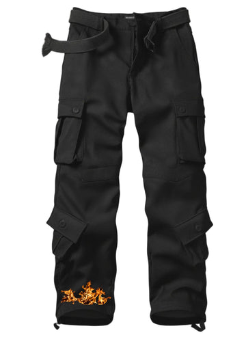 MERJAZ fleece-lined cargo pants front view, showing warm insulation for cold-weather outdoors.