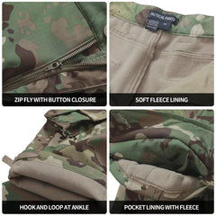 MERJAZ winter-camo cargo pants with water-resistant shell for damp conditions.