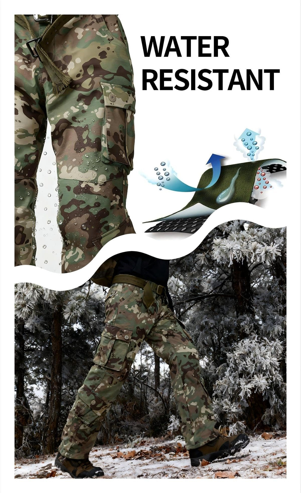 MERJAZ insulated cargo pants with bottom drawstrings seal warmth around boots.
