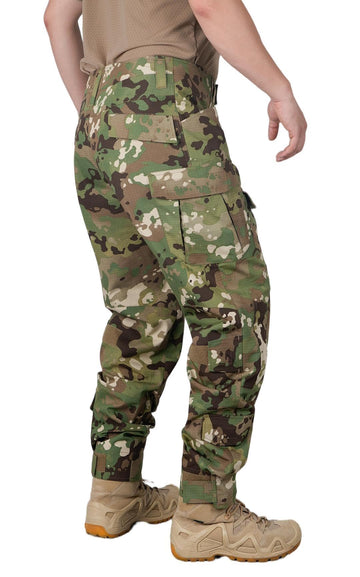 MERJAZ fleece-lined tactical pants camo back view highlights secure pocket layout.