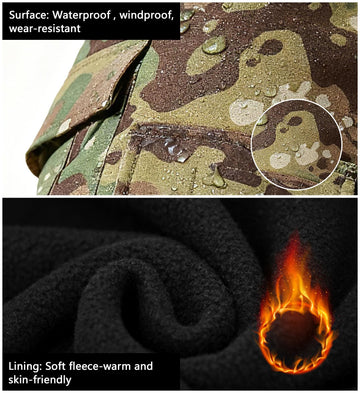 MERJAZ winter waterproof hiking pants camo front view for rugged outdoor warmth.