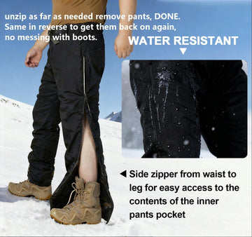 MERJAZ packable winter pants folded compactly for travel.