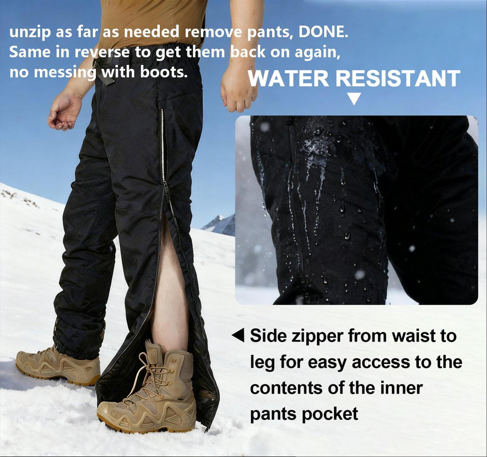 MERJAZ packable winter pants folded compactly for travel.
