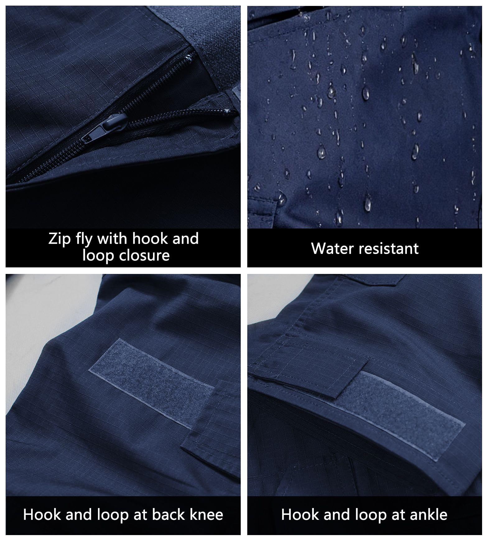 MERJAZ Tactical Pants navy blue calf flap pockets for quick-access storage