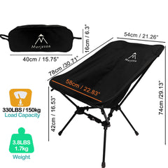 Merjeson chair on beach scene illustrating compact folding for travel