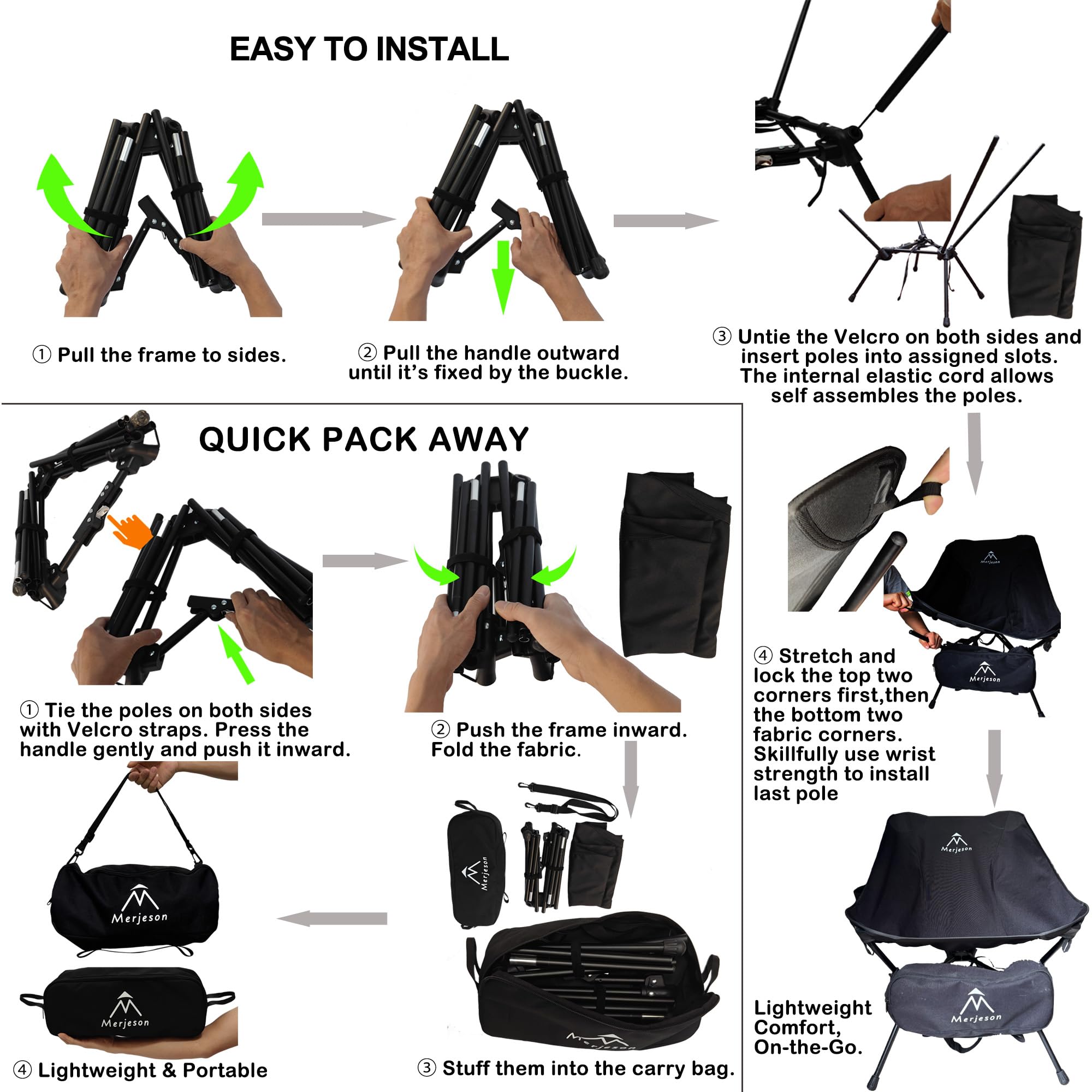 Merjeson chair during hiking break showcasing quick setup and stability