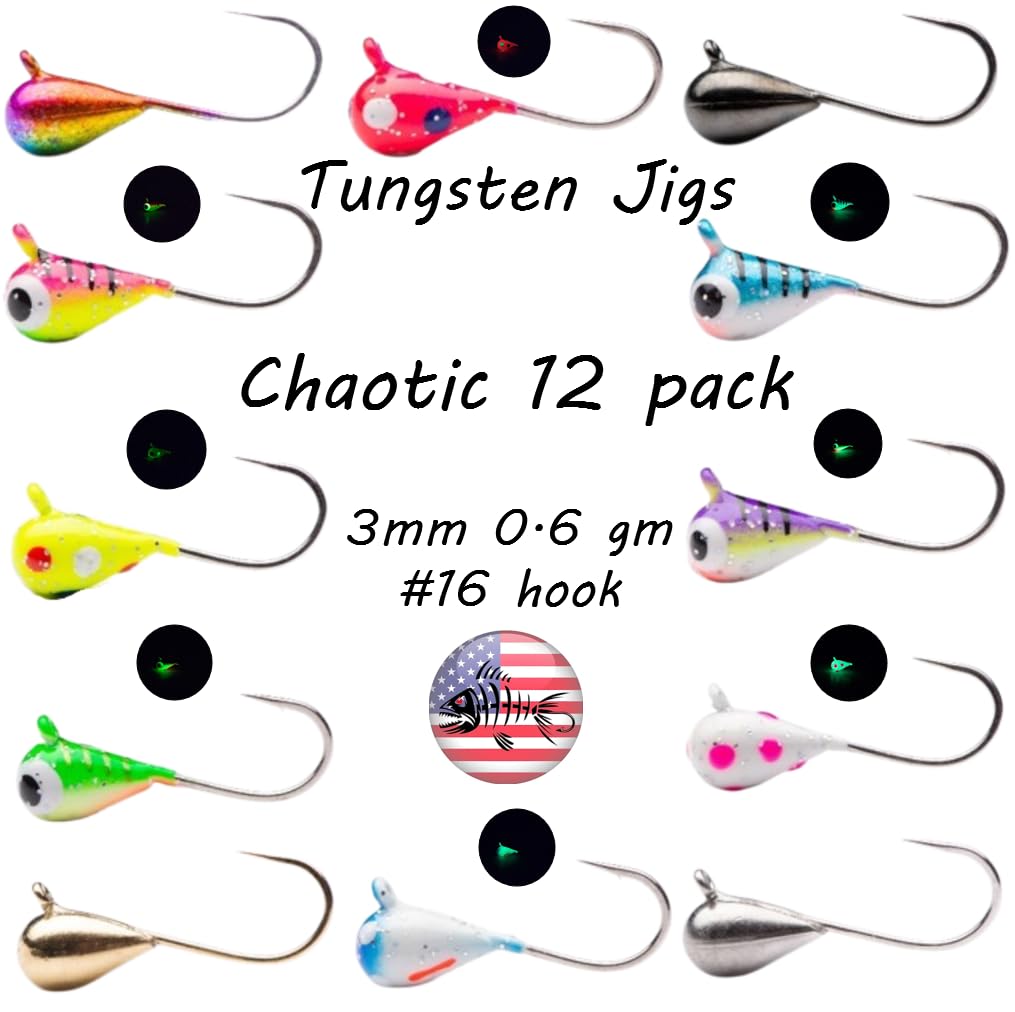 Chaotic 3mm tungsten jig with #16 hook boosts sensitivity and bite detection.