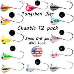 Chaotic 3mm tungsten jig with #16 hook boosts sensitivity and bite detection.