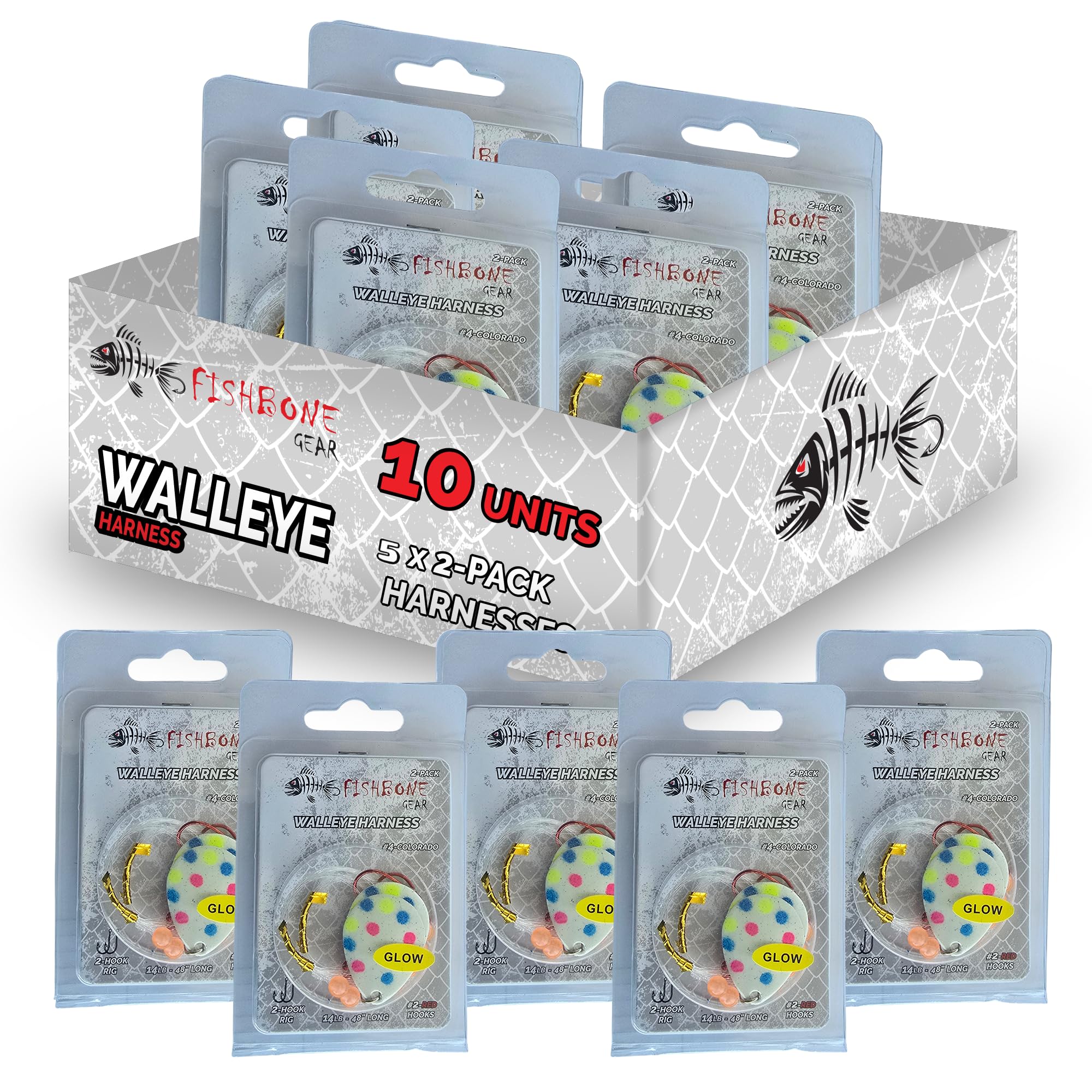 Mermaid Gear Fishbone Harness glow-walleye boosts visibility in low light for better strikes.