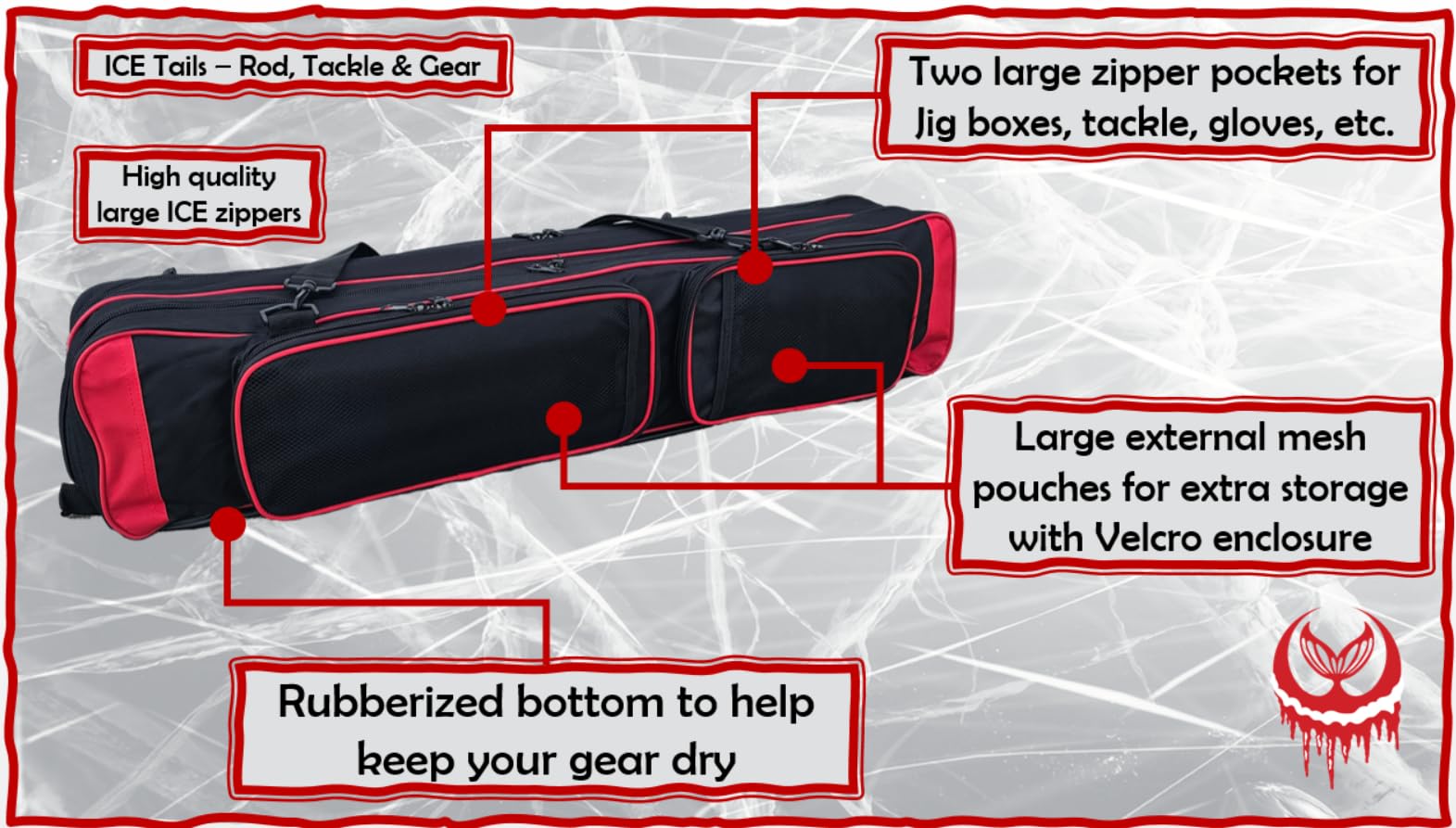 Mermaid Gear front tip-up pocket offers quick access to tip-ups