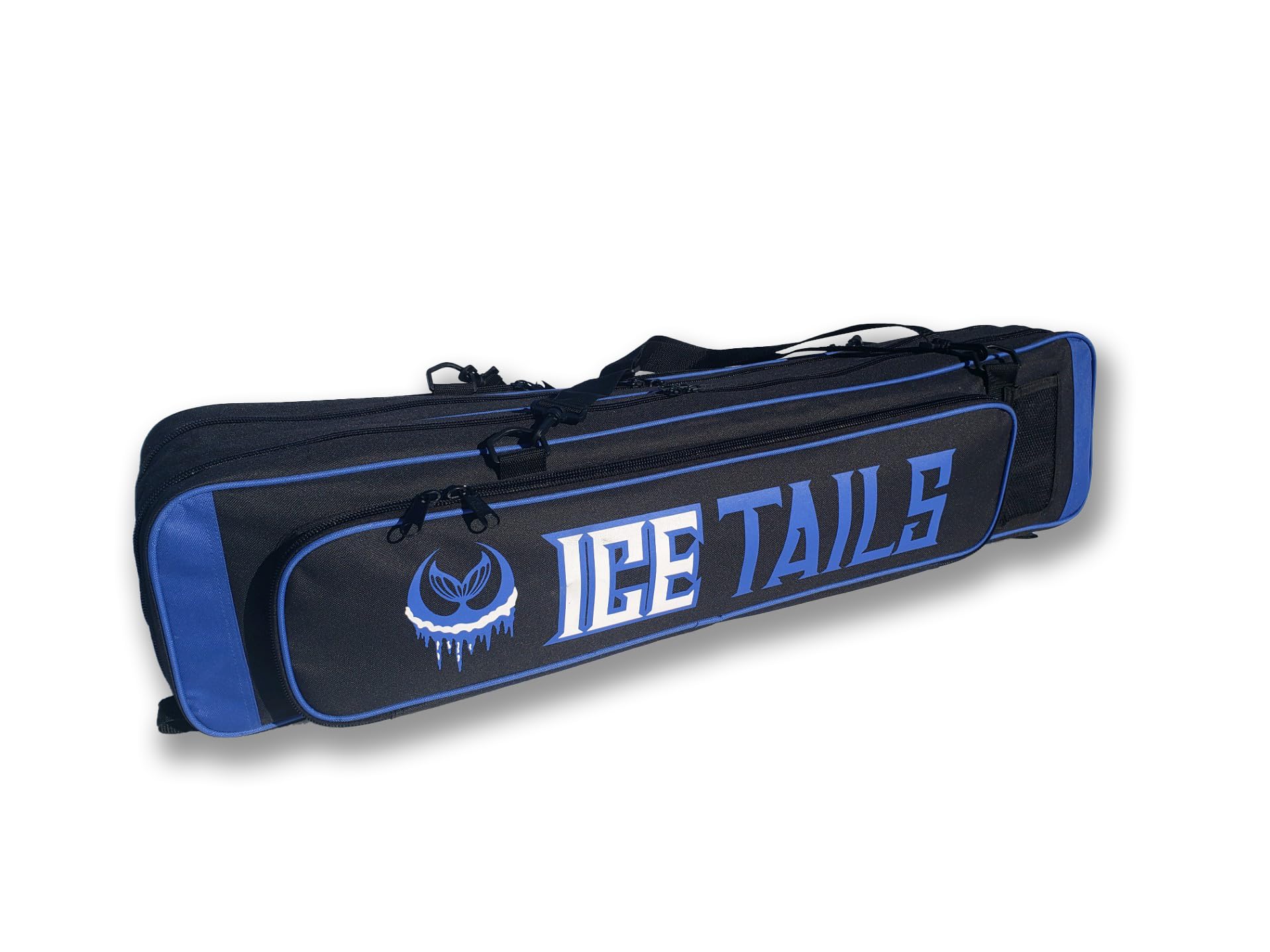 Front pocket storage on Mermaid Gear ice fishing bag