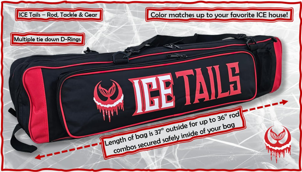 Mermaid Gear Ice Tails divider layout keeps rods secure and organized