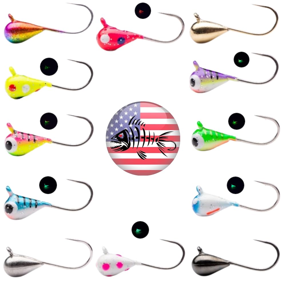 Mermaid Gear tungsten UV glow ice jig 6mm 2g glows, attracting bites on icy waters.