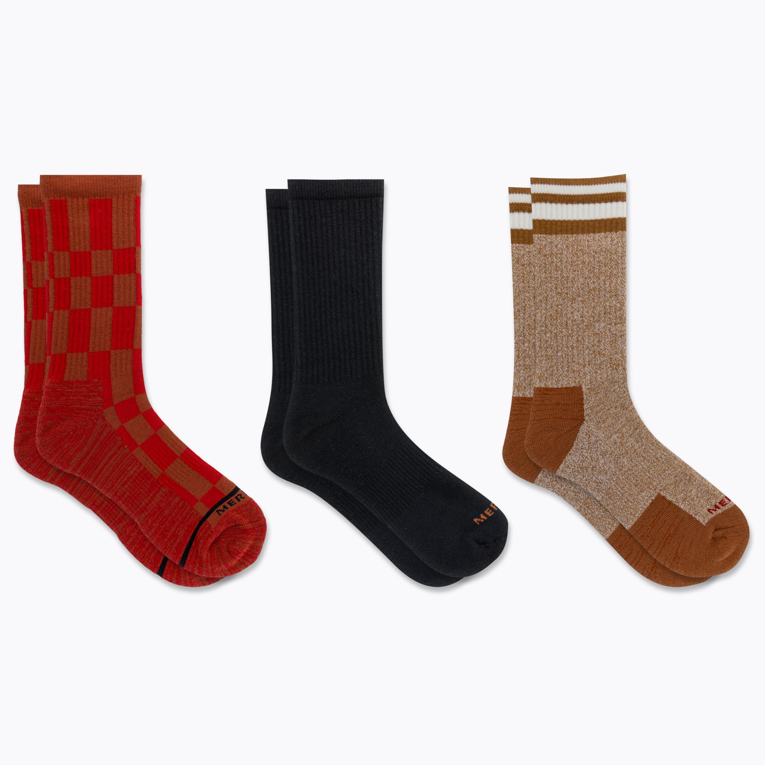 Merrell Camper Everyday Wool Crew Sock cuff closeup showcases premium knit and all-day wearability.
