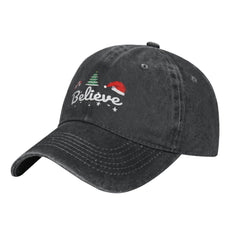 Back view showing adjustable metal buckle on Merry Christmas Cap