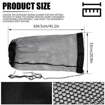 Close-up of mesh hole design on the fishing net bag