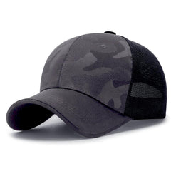 Front view of Mesh Camo Baseball Cap in dark grey