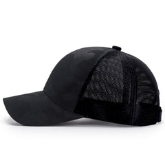 Side profile of Mesh Camo Baseball Cap breathable design