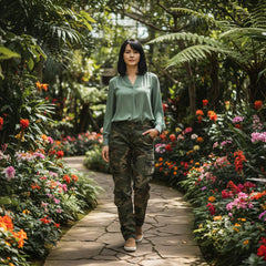 Mesinsefra cargo pants camo back pockets showcase secure storage while on the move.