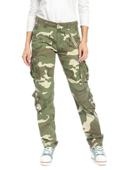 Mesinsefra women's cargo pants camo front pocket detail for secure small-item storage