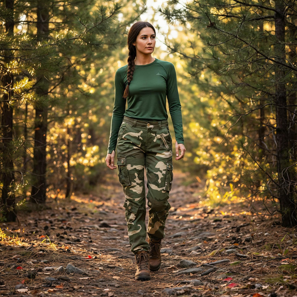 Mesinsefra women's cargo pants camo leg pockets provide quick-access tool storage