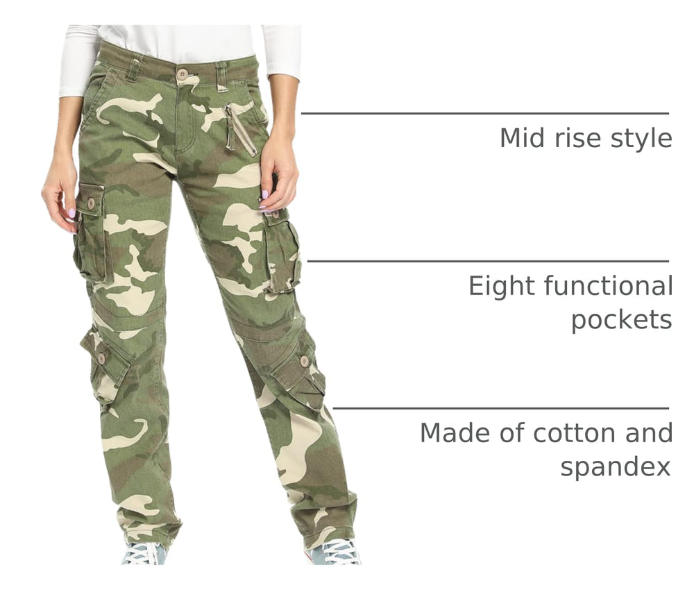 Mesinsefra women's cargo pants camo rear pockets offer secure, discreet space
