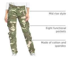 Mesinsefra women's cargo pants camo rear pockets offer secure, discreet space
