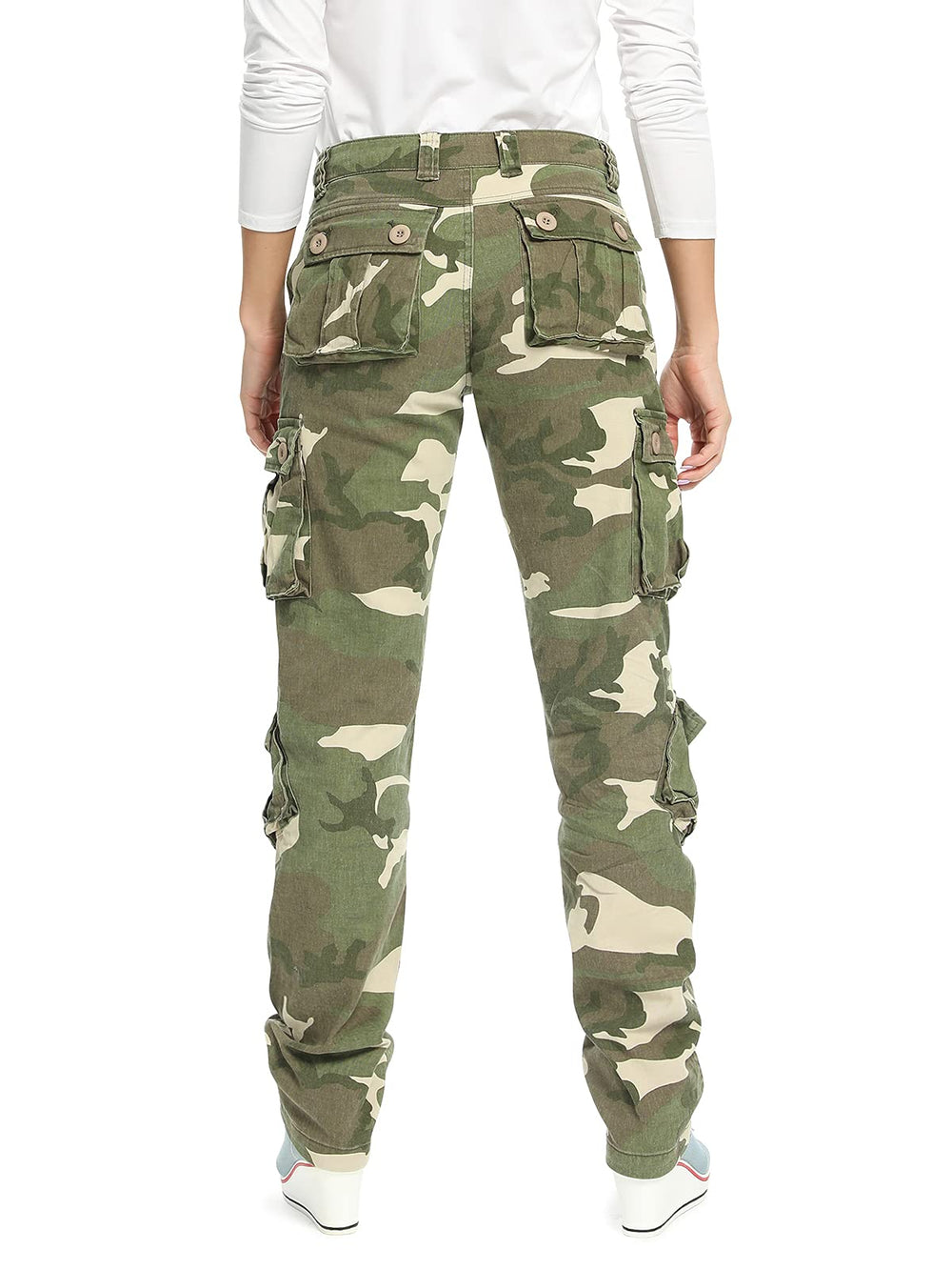 Mesinsefra Women's Cargo Pants pocket closeup highlighting front and cargo pockets for essentials.