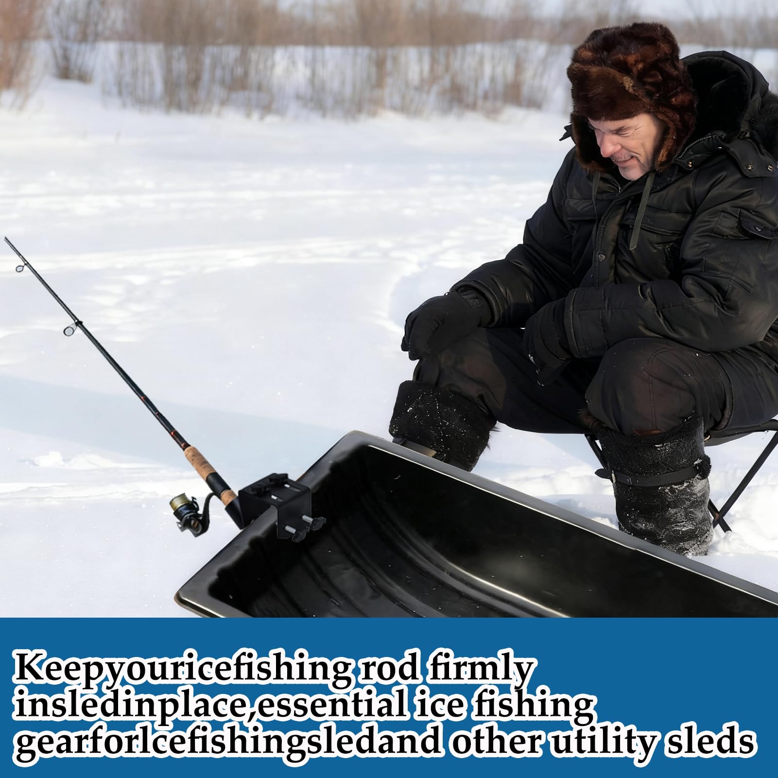 Classic black ice sled rod holder gift option