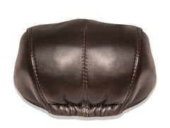 Metellino leather flat cap brown back view showing elastic fit