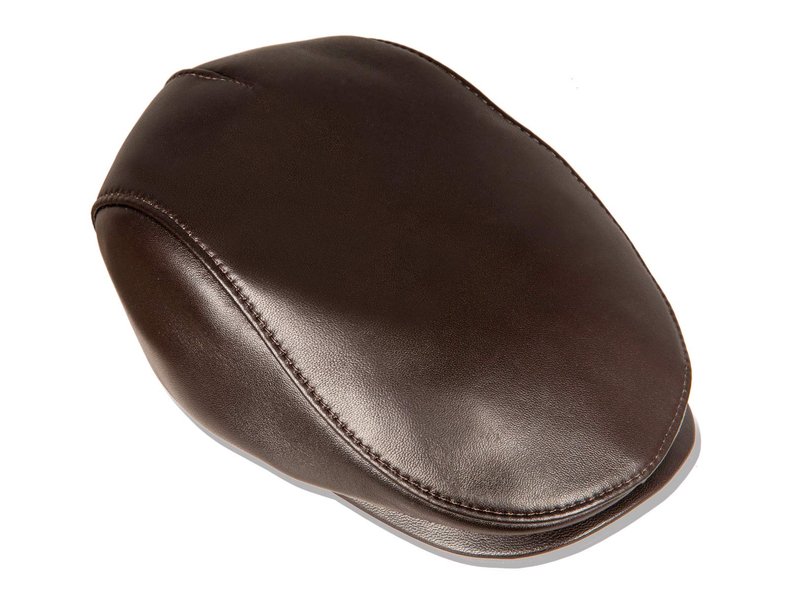 Metellino leather flat cap brown front view showcasing premium leather