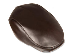 Metellino leather flat cap brown front view showcasing premium leather