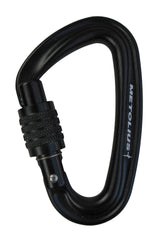 Metolius Bravo Screwgate carabiner front view with keylock for smooth rope clipping