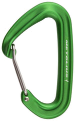 Metolius Bravo wiregate carabiner green with flared nose for easy clipping