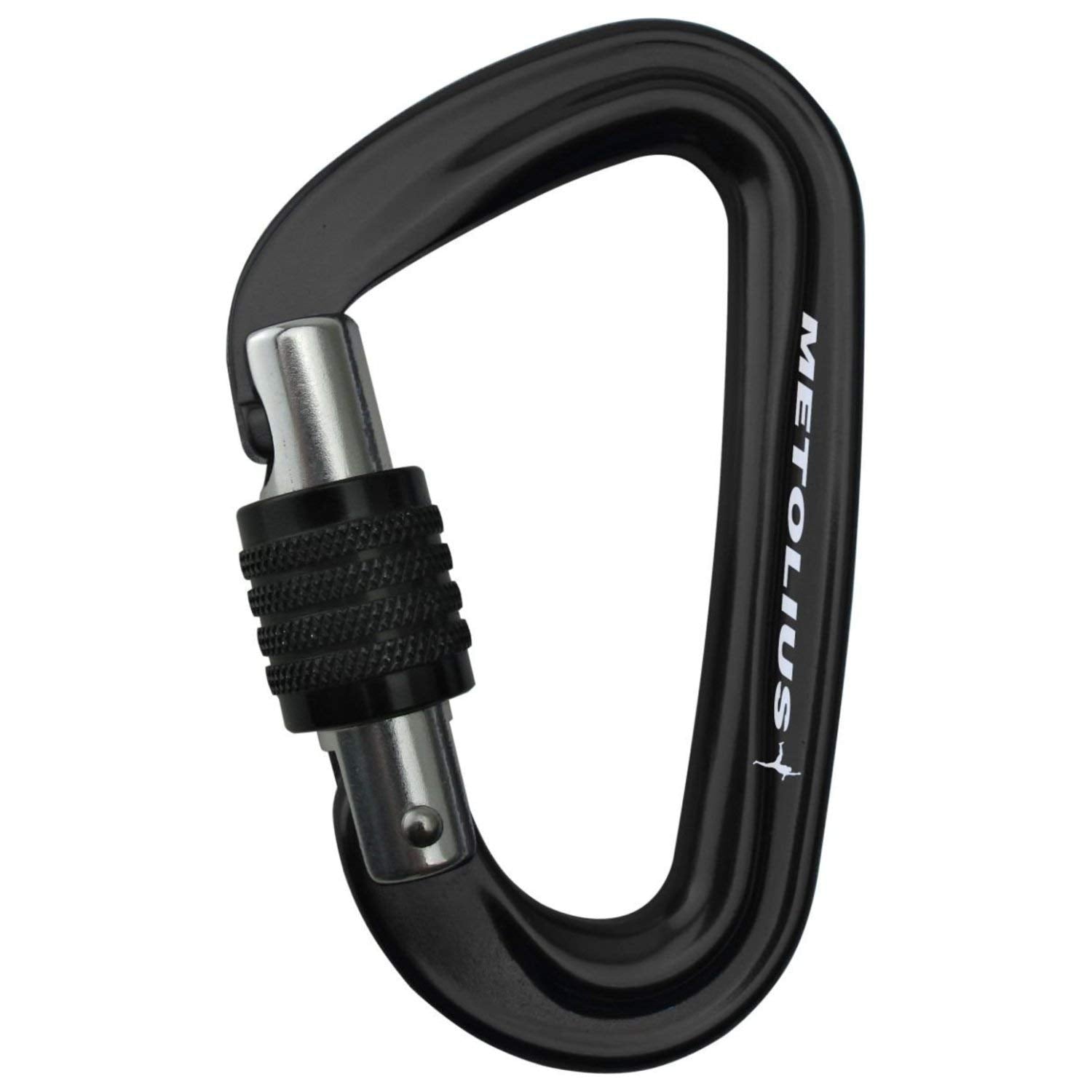 Metolius corrosion-resistant carabiner in black for saltwater and rugged outdoor use.