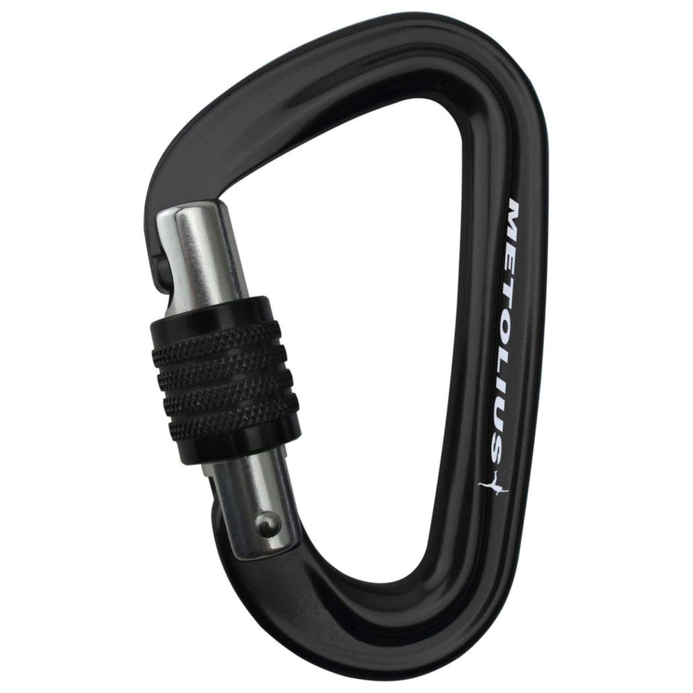 Metolius corrosion-resistant carabiner in black for saltwater and rugged outdoor use.