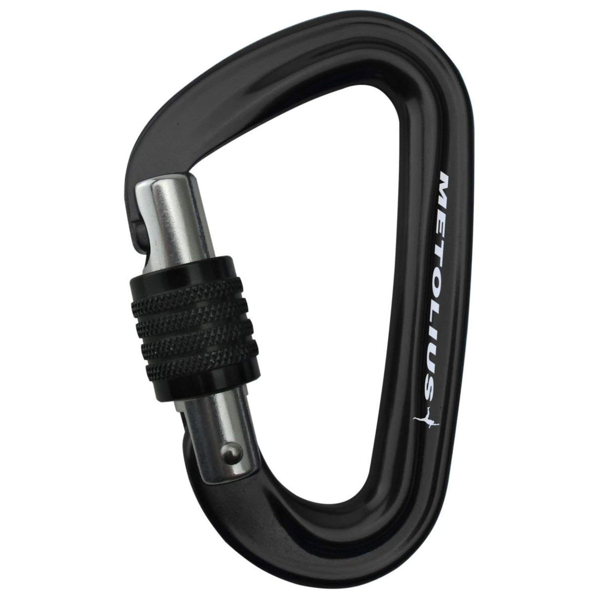 Metolius corrosion-resistant carabiner in black for saltwater and rugged outdoor use.